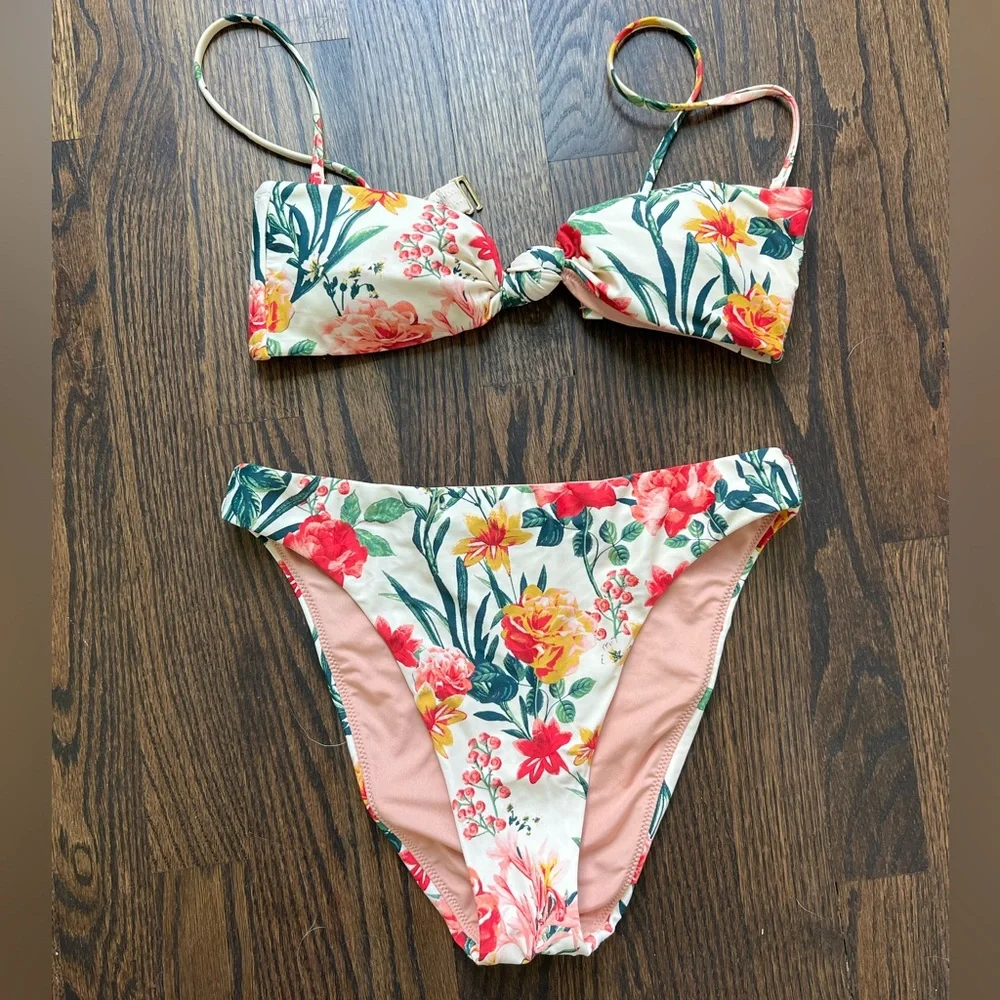 J Crew Knot Bandeau / High Leg Bottom / Sarong in Vintage Floral - Picture 10 of 12